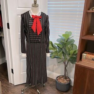 Sears Vintage Black, White, and Red Striped Dress with Removable Tie